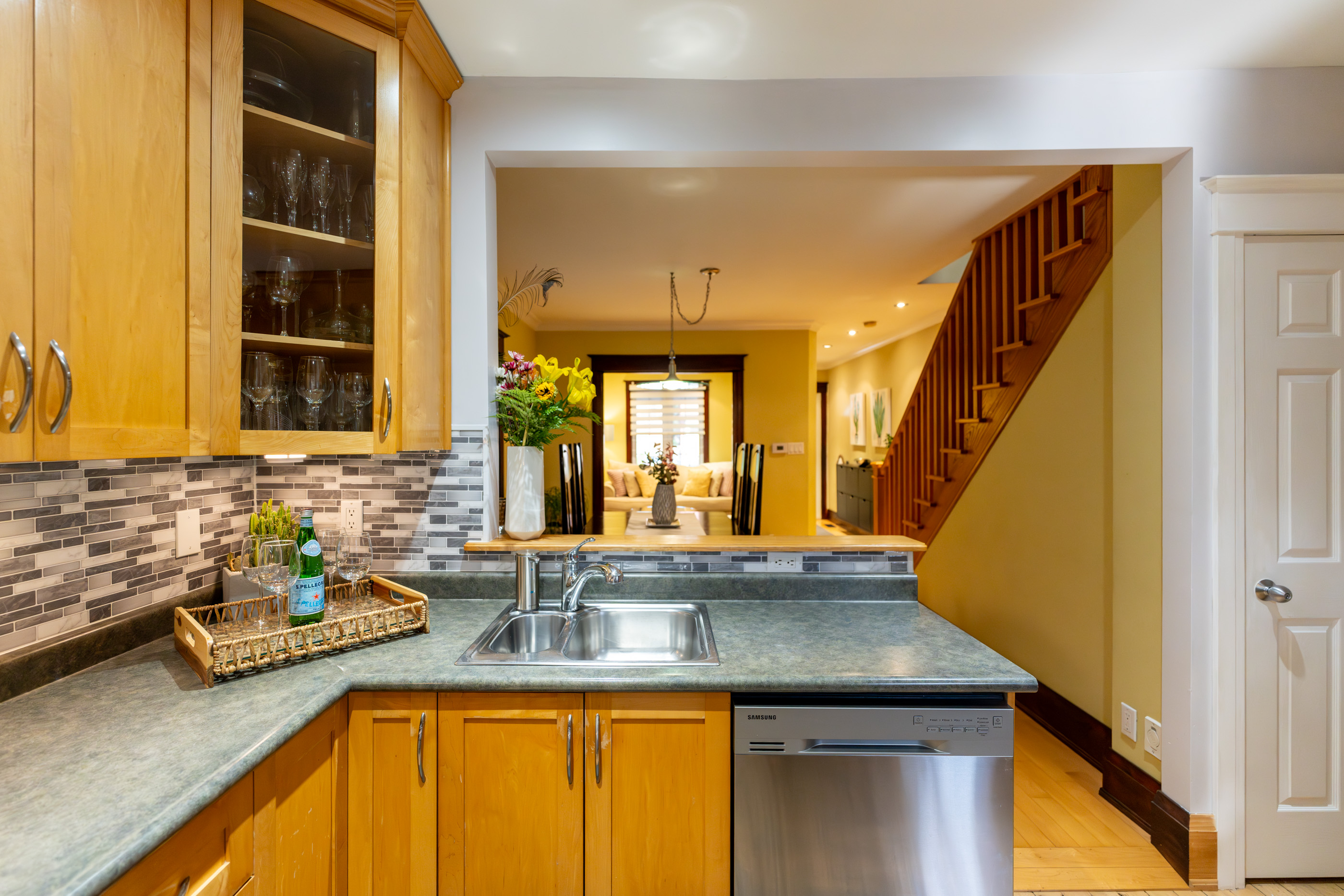 Kitchen overlooking dining room